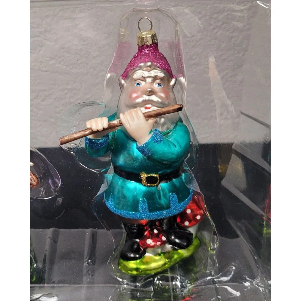 Musical Gnome Handcrafted Glass Ornament Set